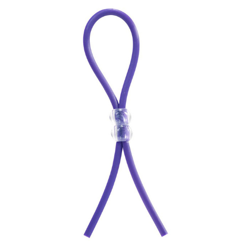 Tight Spot Adjustable Cock Ring. SKU Code: 2R-1813-2. Purple Silicone cock ring with two clear sliding beads to alter the girth.