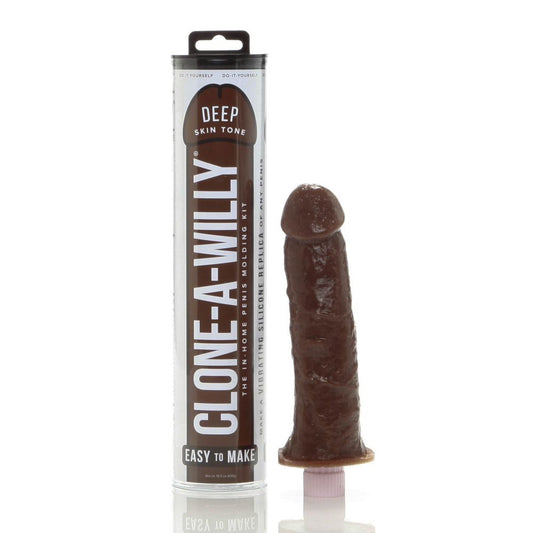 Clone a willy kit. SKU Code:  CWDT.  The Deep Skin tone version of the in home penis moulding kit. Make a vibrating silicone replica of any penis. 
