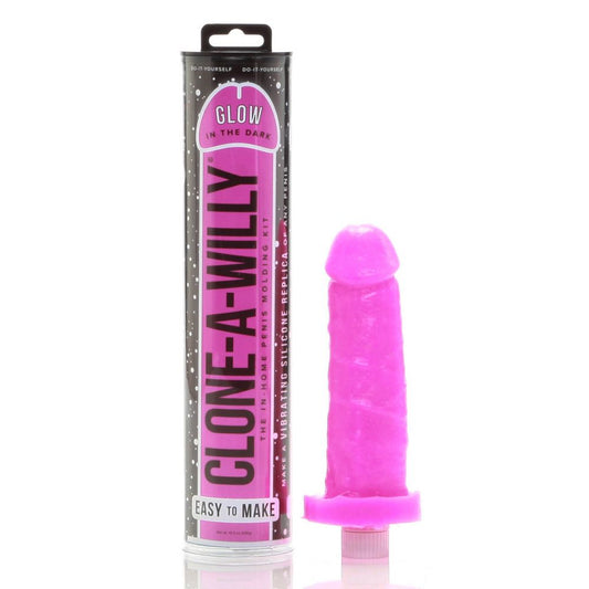 Clone a willy kit. SKU Code: CWGDPNK. The glow in the dark pink version of the in home penis moulding kit. Make a vibrating silicone replica of any penis.