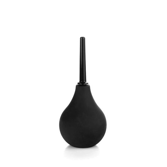 89ml Classic Bulb Style Anal Douche by Prowler. The small, round bulb has a thin tip and a flat base. The whole product is black and has a discreet look.